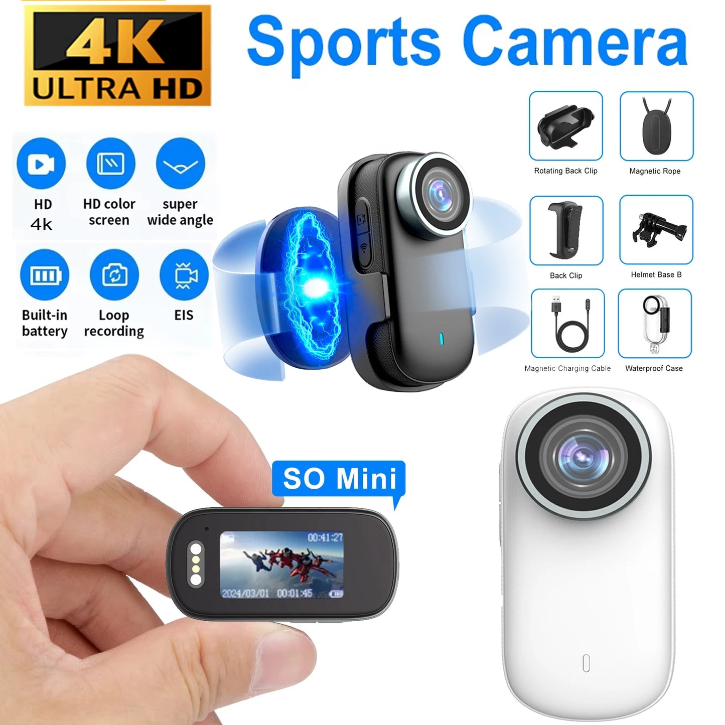 4K Waterproof Magnetic Bike Camera with WiFi Connectivity