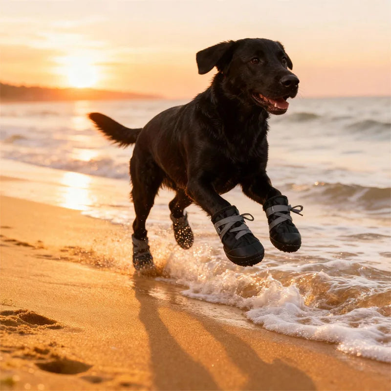 Comfort Dog Shoes, Soft Breathable Lining & Non-Slip Sole, Adjustable Strap for Secure Fit, for Daily Walk Travel, 4PCS