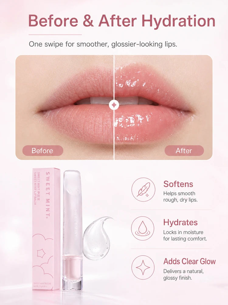 Clear Hydrating Lip Balm Transparent Lip Gloss Non-Sticky Moisturizing Lip Care for Dry Chapped Lips Women Daily Use