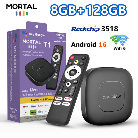 2026 mortal T1 Android16 Smart Home Theater TV Box Rockchip RK3518 Support Bluetooth5.4 Google Assistant Streaming Player WiFi 6