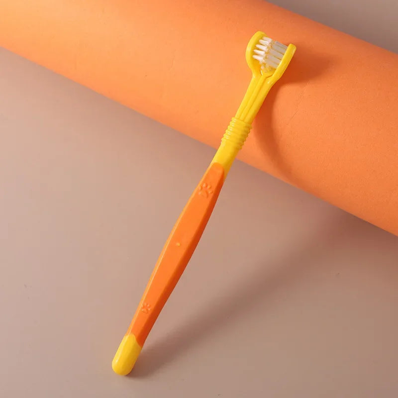 3-Head Soft Pet Toothbrush - Easy-Grip for Small Breeds