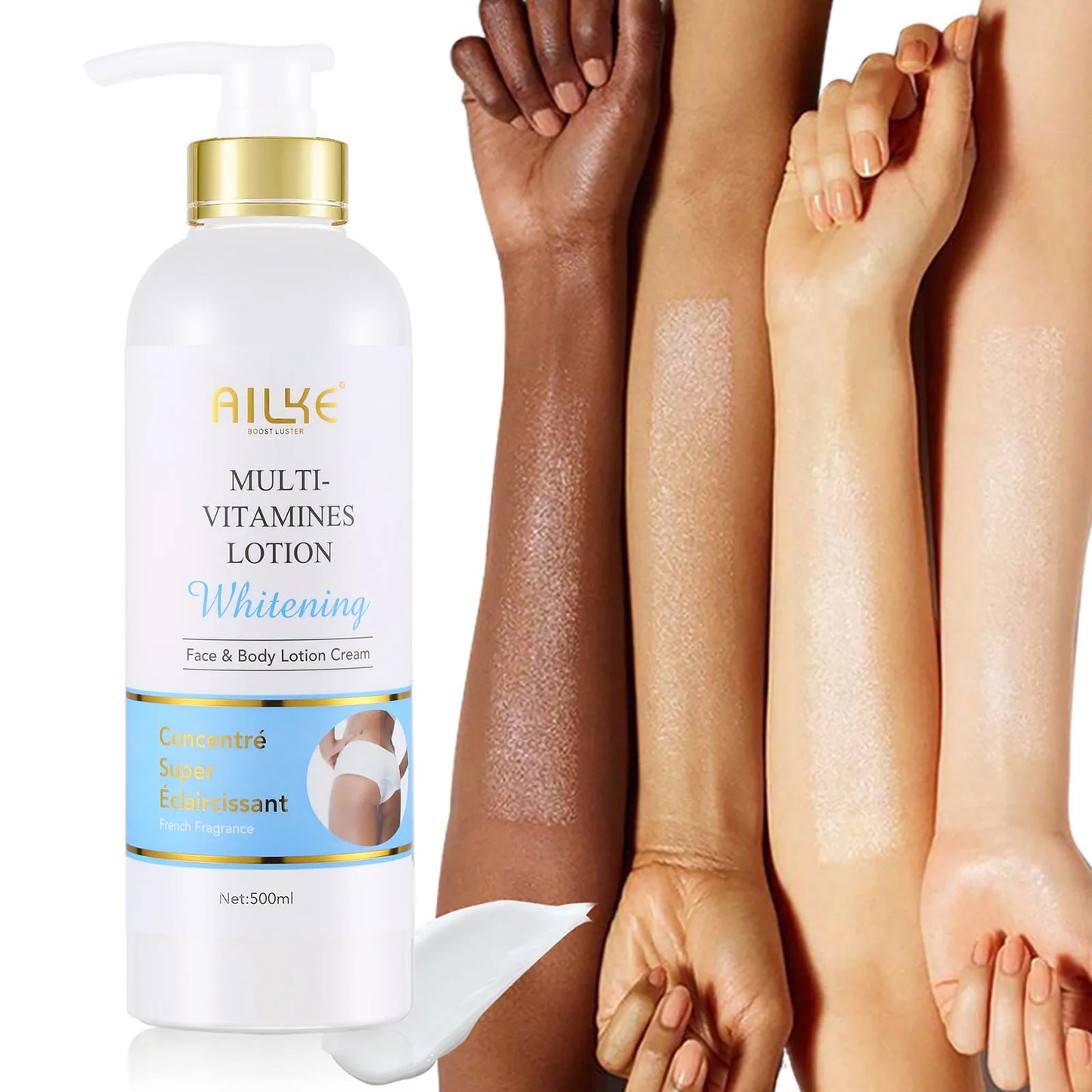 AILKE Multi-Vitamin Brightening Body Lotion – Vitamins A, E, B3 & B5 | Even Skin Tone & Radiance Moisturizer
