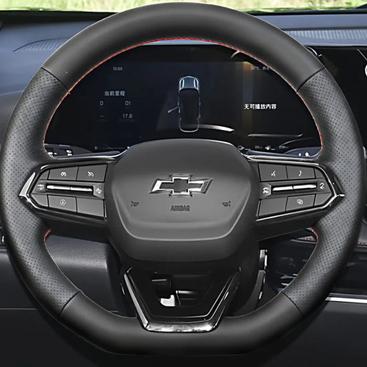 Hand-Stitched Leather Steering Wheel Cover — Chevrolet Silverado EV, Blazer & Equinox RS/RST (2024–2025)