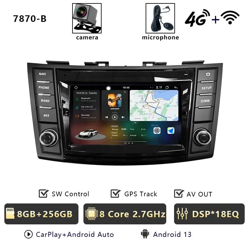 Android Car Stereo for Suzuki Swift 4 (2011–2016) — Wireless CarPlay, Android Auto, GPS, 4G, WiFi