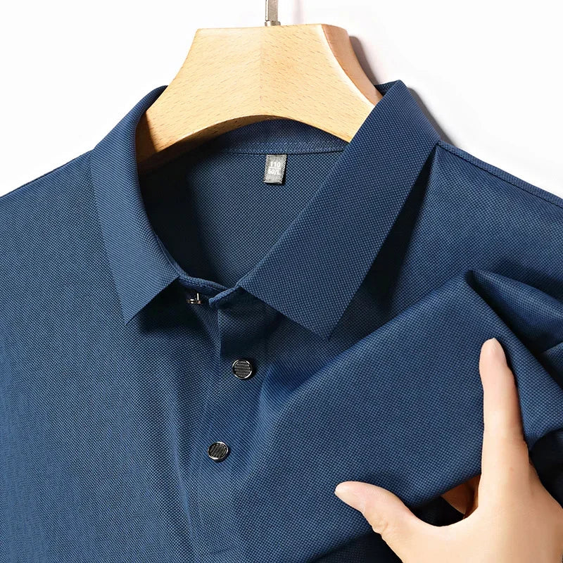 Men's Woven Textured Shirt - Wrinkle-Resistant, Full Button-Front