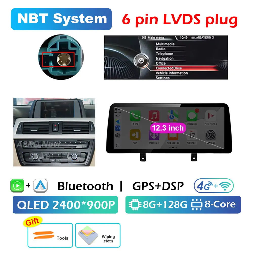 Wireless CarPlay & Android Auto Retrofit Module, Compatible with BMW 3 4 Series F30 F32 (NBT EVO)