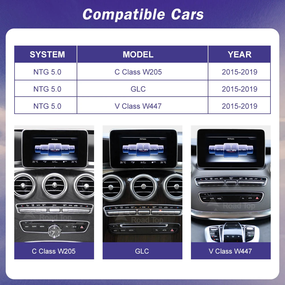 Wireless Carplay Linux Screen for Mercedes Benz W205 GLC A C V Class W447 CLA GLA 2026-2026 GPS With Android Auto Car Multimedia