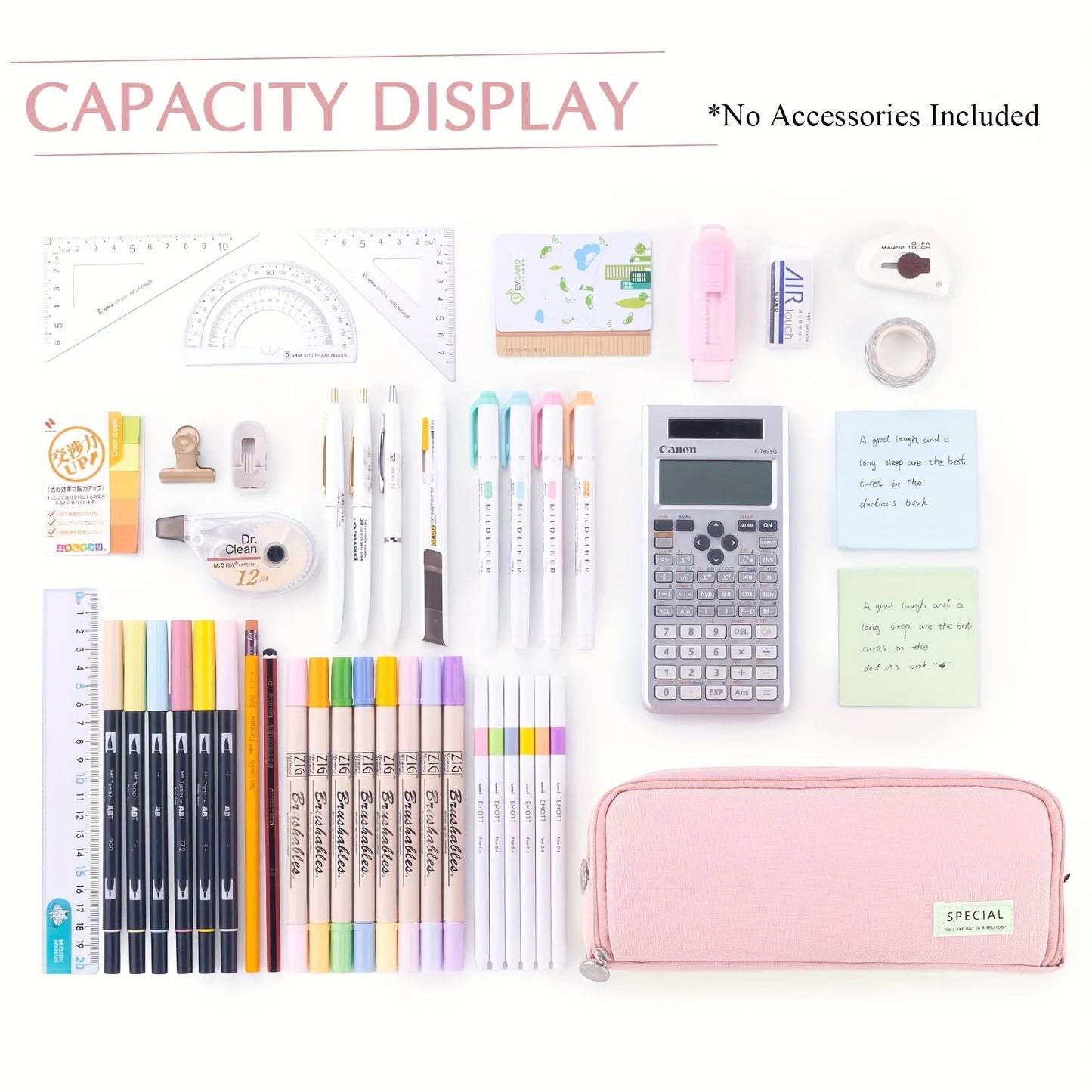 Pink girl-style pencil case with multiple layers and large capacity, sturdy and durable. Perfect partner for stationery storage