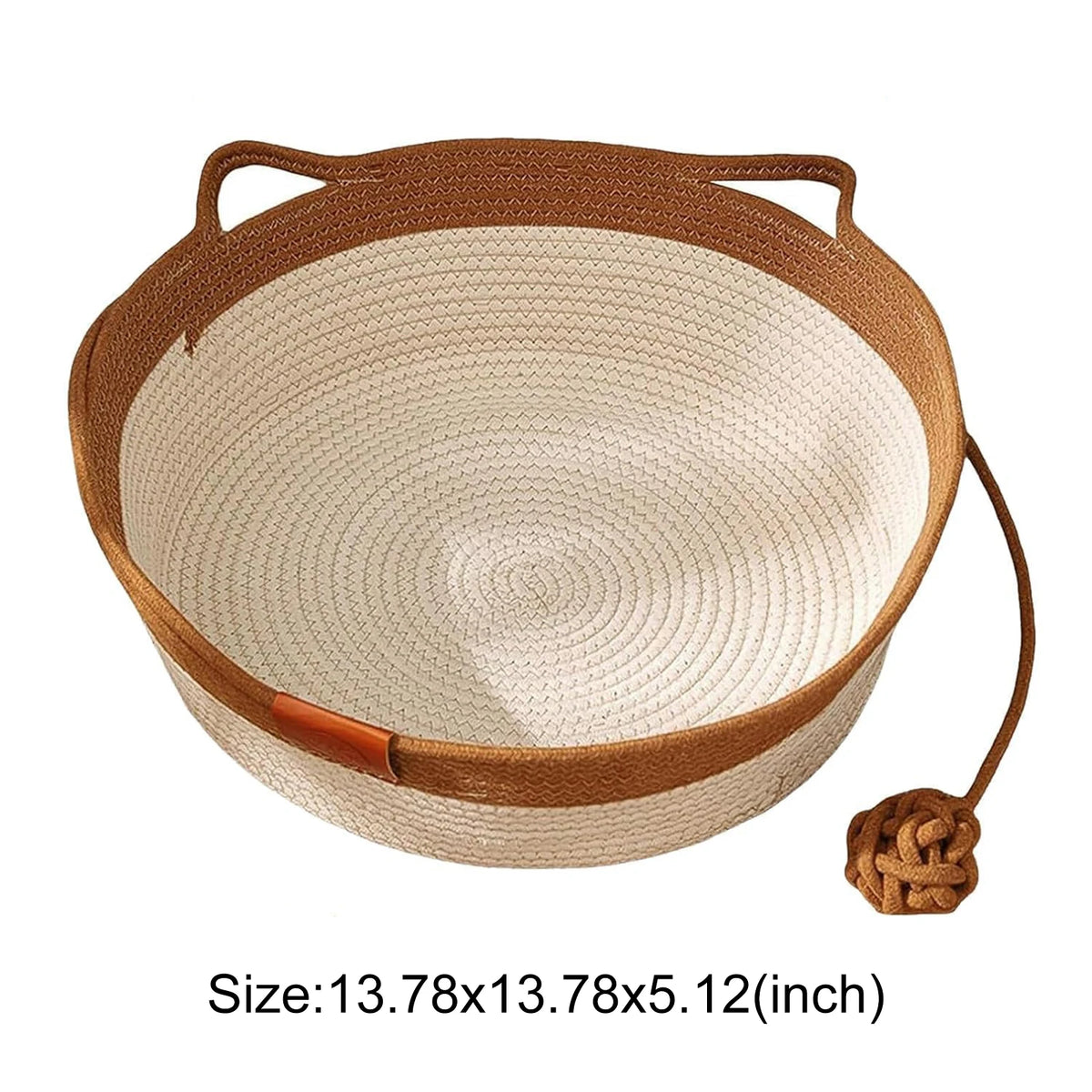 Japanese Pet Cat Bed Round Hand Woven Rattan Cat Beds Summer Cooling Cats Nest Sleeping House Cotton Rope Cat Scratching Baskets