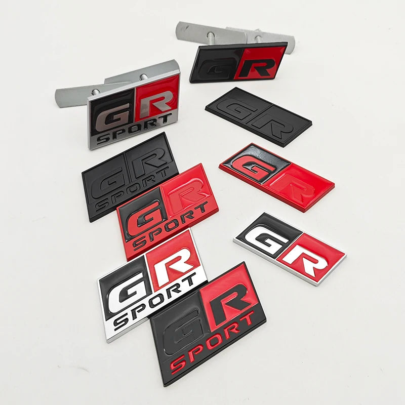 3D Metal Car Sticker GR SPORT Logo Fender Side Badge Rear Trunk Front Grille Emblem For Toyota Alphard Avensis Prius Crown Yaris