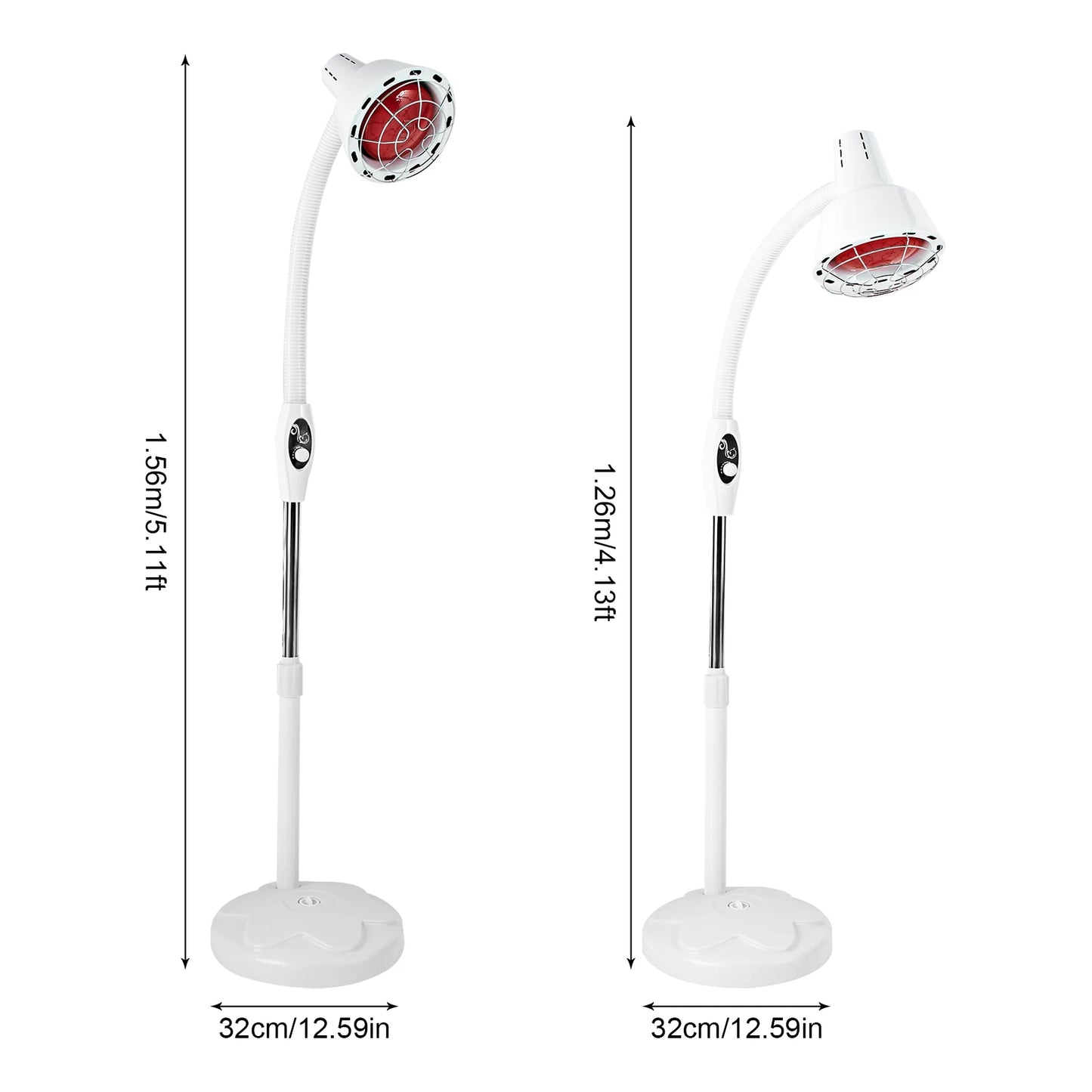 Infrared Heat Lamp, 275W Therapy Lamp for Body or Pain Relief, Adjustable Temperature and Angle Therapeutic Lamp for Home