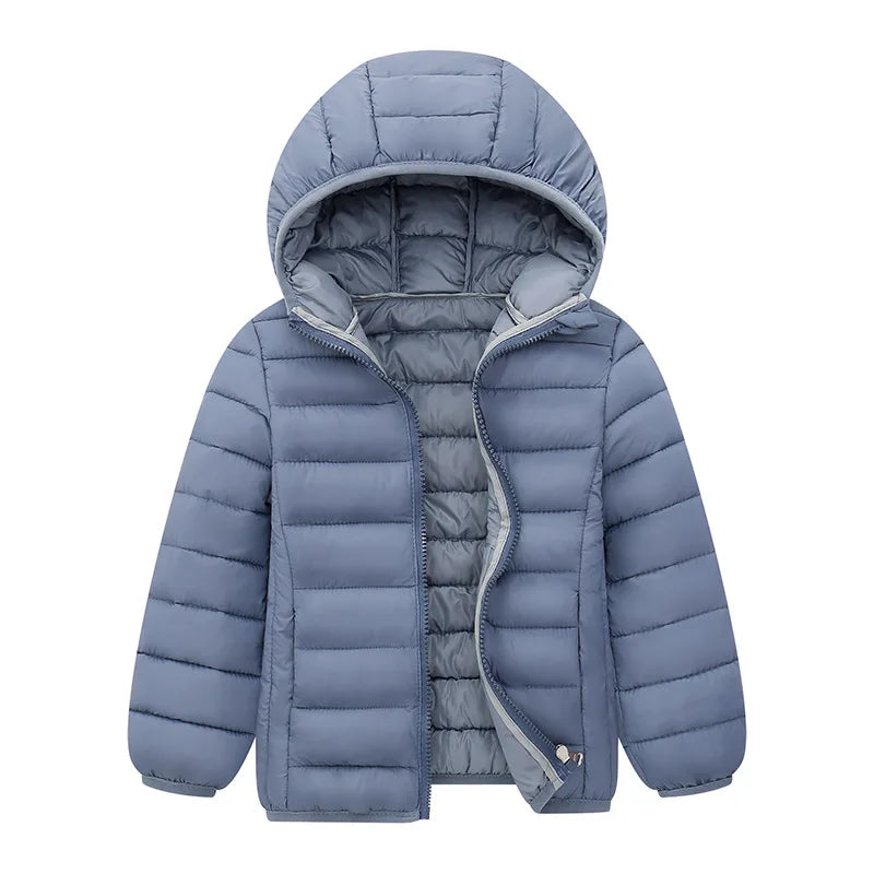Kids Hooded Puffer Coat 3-14 Years - Solid Zip Winter Jacket - photo 2