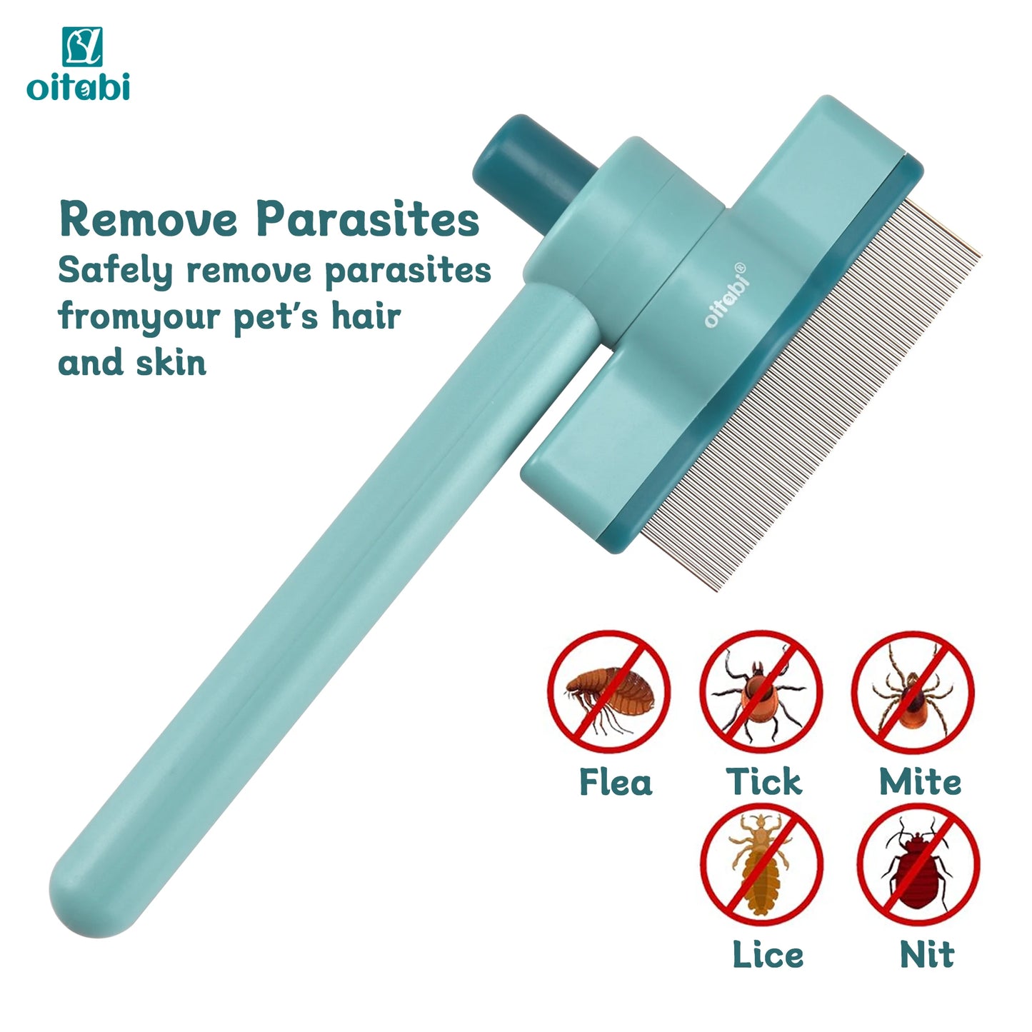 OITABI 1/2PCS Rotatable Flea Comb for Cat Dog Brush for Shedding Pet Hair Removal Comb with Stainless Steel Teeth for Deshedding