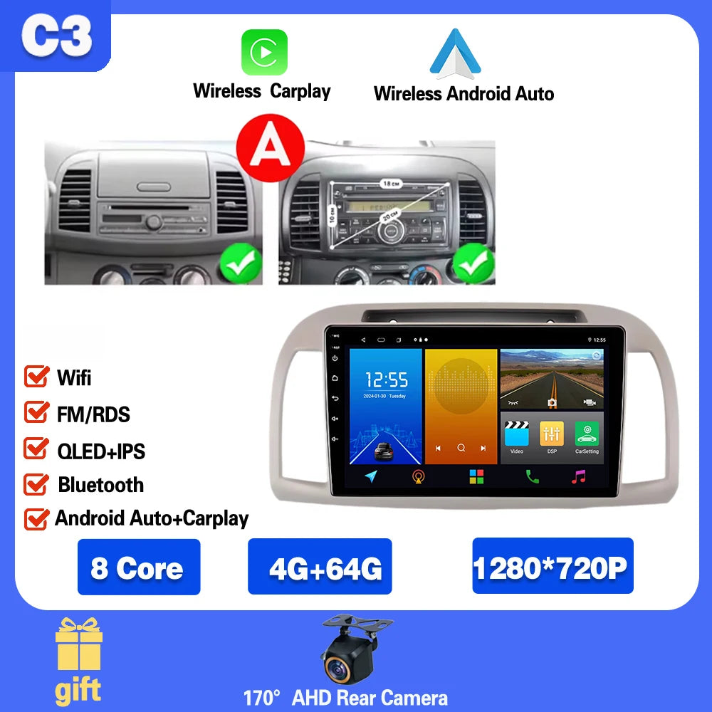 Android 15 For Nissan March Micra K12 2002 -2010 Car Radio Stereo Multimedia WIFI Wireless Carplay Android Auto Navigation 4G BT