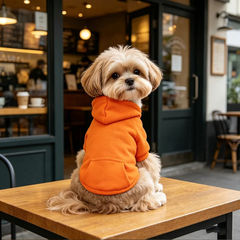 Solid Color Dog Hoodie with Pocket - Sporty Pullover