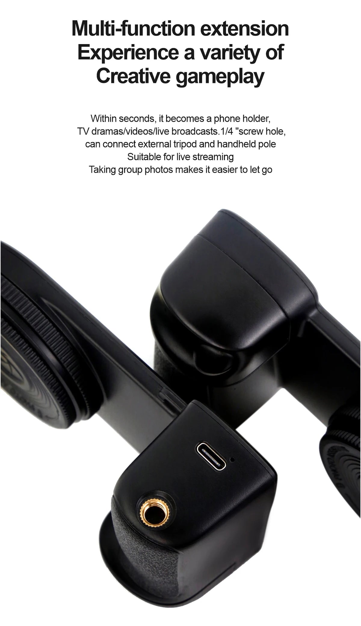MagSafe Phone Camera Shutter Grip for iPhone 16 Android Bluetooth Selfie Stabilizer With Fill Light for Smartphone Photography