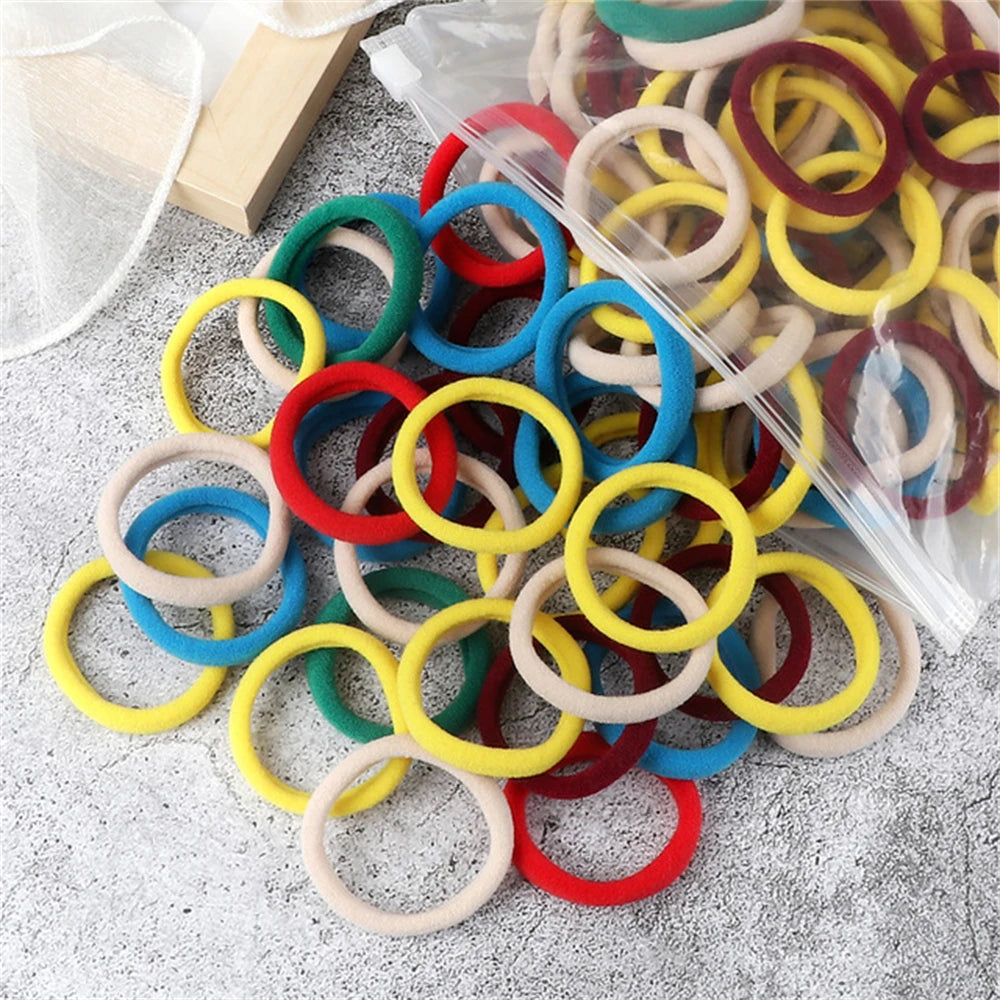 50pcs Black Elastic Hair Band Leagues Ties Colets Scrunchies Springs Gum Accessory For Girl Women No Damage Pigtails Holder Set
