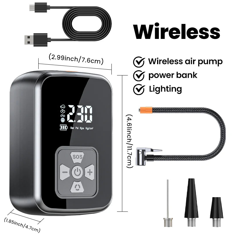 YIJU Car Air Pump Electric Portable Tire Inflator Intelligent Digital Tire Inflator For Car Motorcycle Bicycle Air Compressor