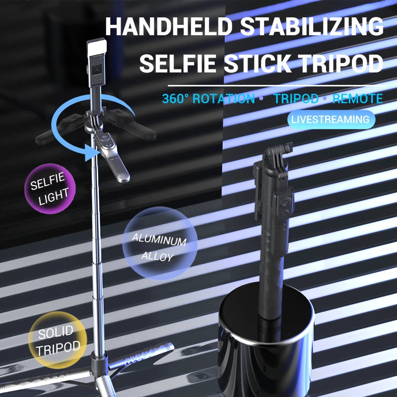2025 New 1750mm Wireless Selfie Stick Tripod Stand Foldable Monopod With Led Light For Smartphones Balance Steady Shooting Live
