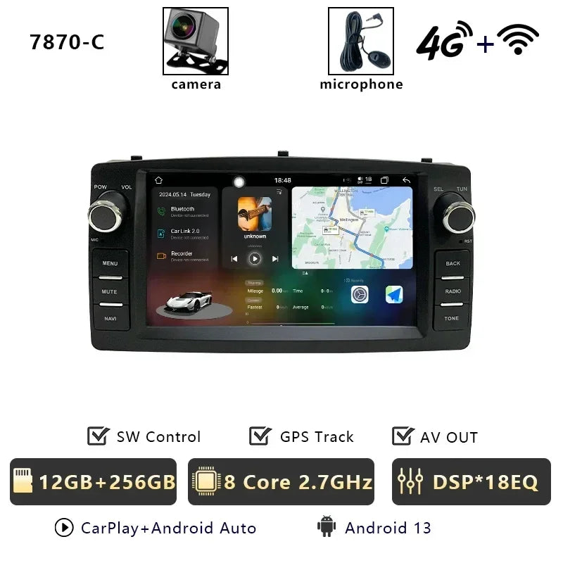 CHSTEK Android 14 Auto Car Radio For Toyota Corolla E120 2000-2006 BYD F3 Wireless Carplay Multimedia WIFI 4G Navigation FM BT