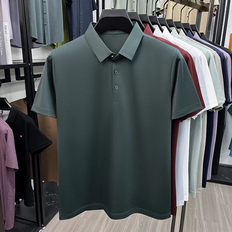 Men's Turn-Down Collar Polo - Quick-Dry Moisture-Wicking, Business