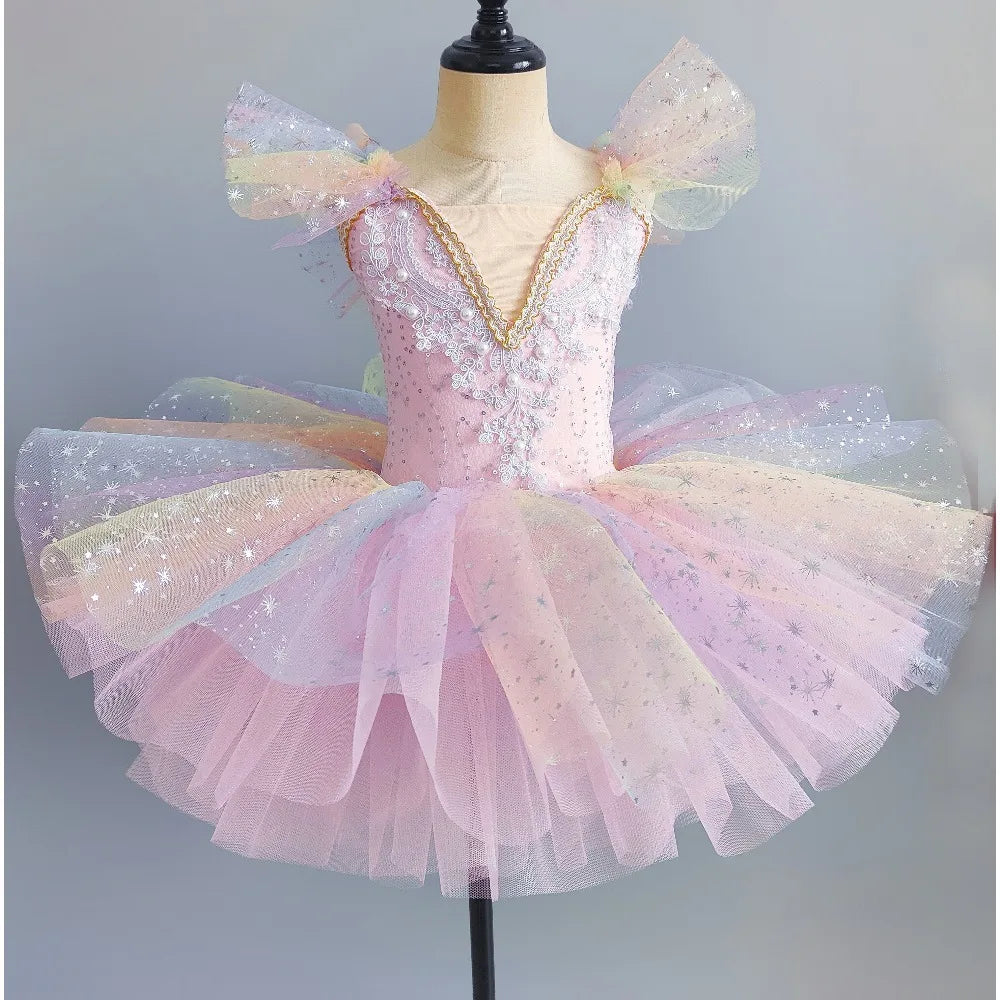 Girls multi-layer tulle ballet tutu dress