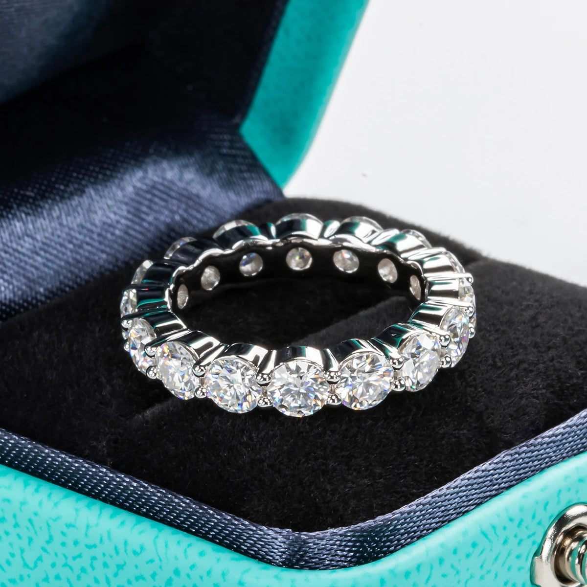 4mm 5cttw D-Color Moissanite Eternity Wedding Band — 925 Sterling Silver