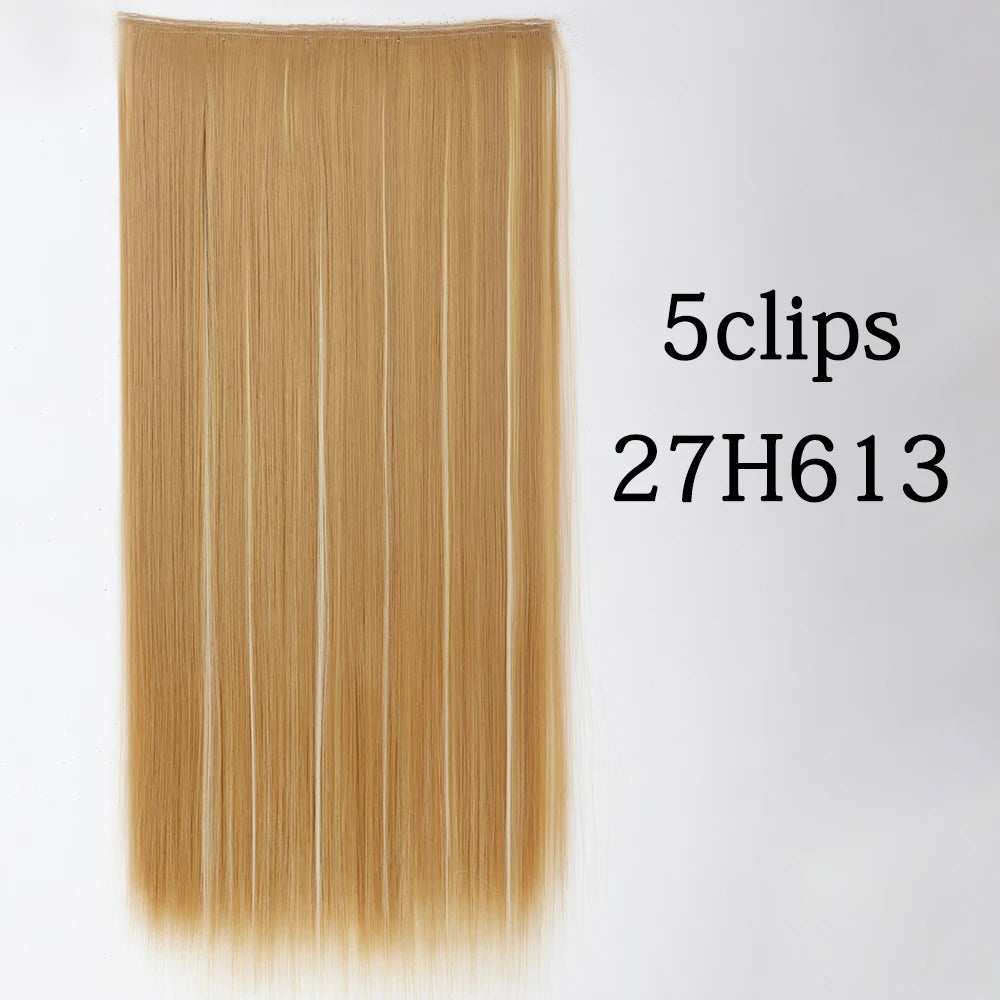 Synthetic 5 Clip In Hair Extensions Long Curly Hairstyle Hairpiece Natural Brown Black 80cm Heat Resistant  Fake Hair For Women