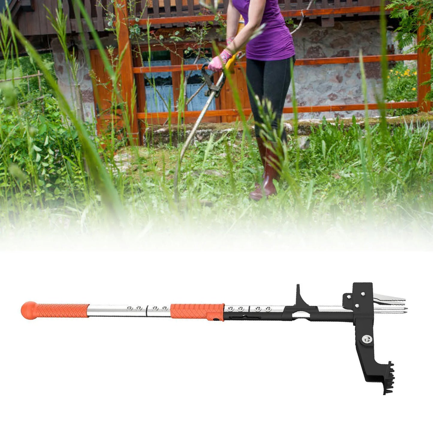 Weed Puller Tool Lightweight Aluminum Quick Adjustable Gardening Stand Up Weeder Puller with Ergonomic Long Handlewith for Home