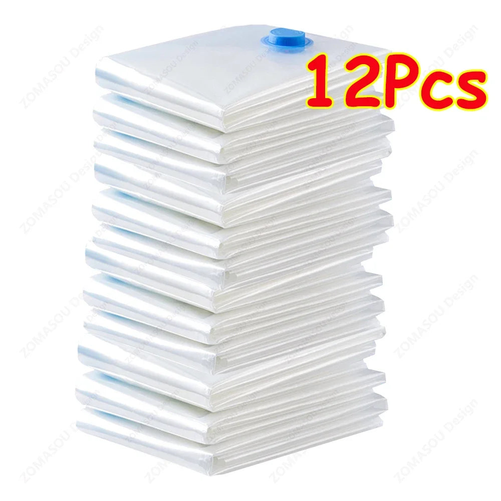1-24Pcs Reusable Vacuum Storage Bags Vacuum Seal Bag Folding Compressed Organizer Bag Space Saving Bags For Clothes Bedding