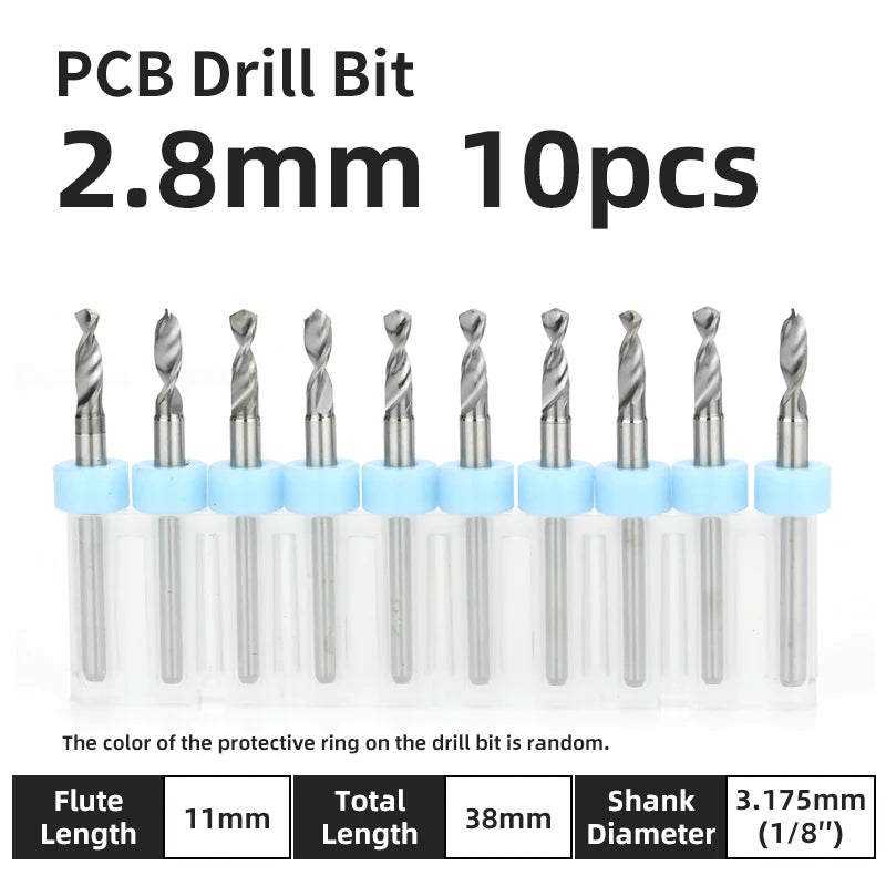 TOOLEYE 10pcs PCB Drill Bit Set Micro Drills Printed Circuit Board 1/8" Shank Mini CNC Drill Bits 0.1-3.175mm Drilling Tools