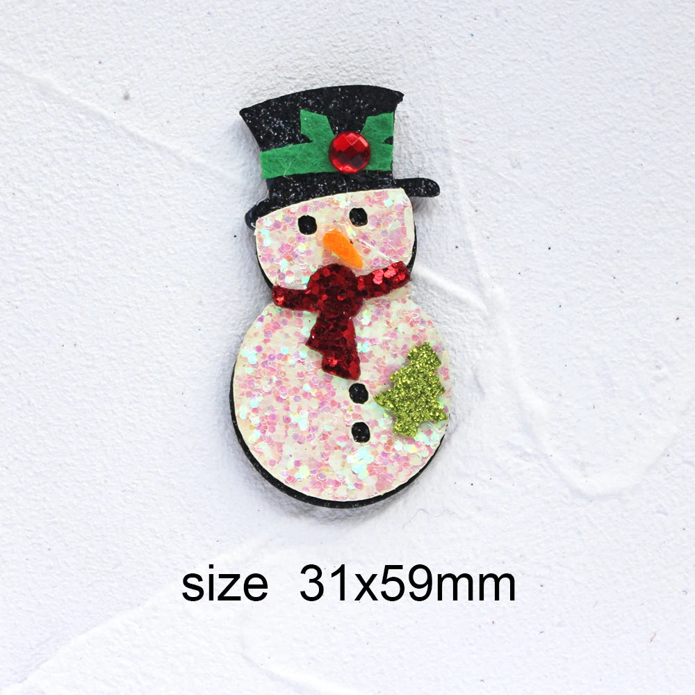 10pcs Glitter Padded Applique Reindeer with Red Nose  for DIY Christmas Hair Clips Bow Accessories Felts Supply Party Decor