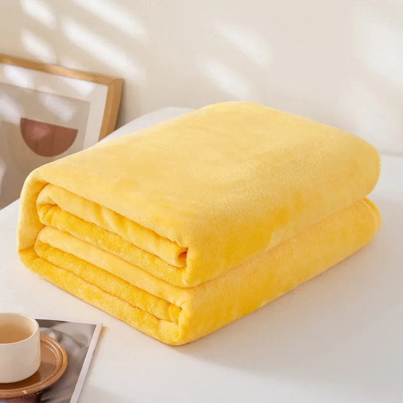 Coral Fleece Flannel Blanket, Soft Lightweight Bed Throw
