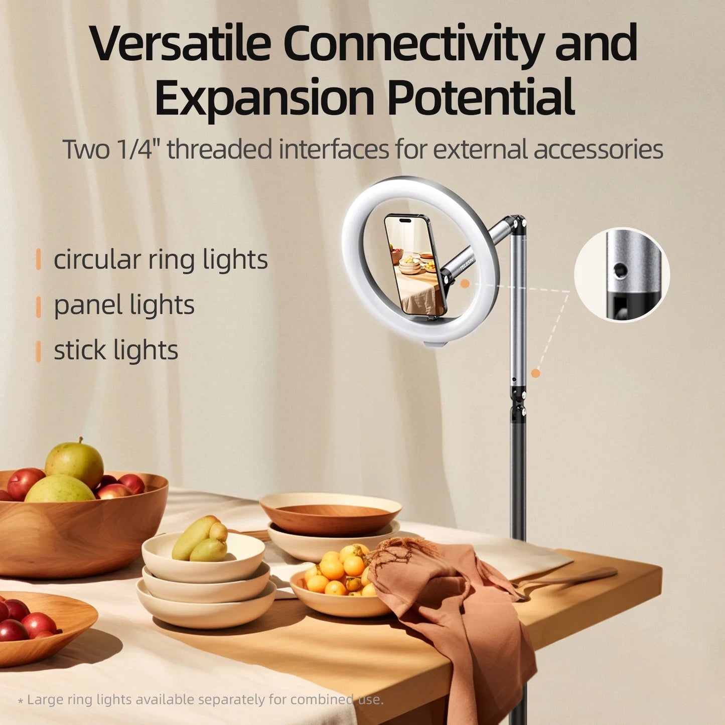 Original Telesin P3-DS-01 P3-FS-01 Adjustable Desktop Stand For Phone And Camera With Flexible Arm And Stable Base Design