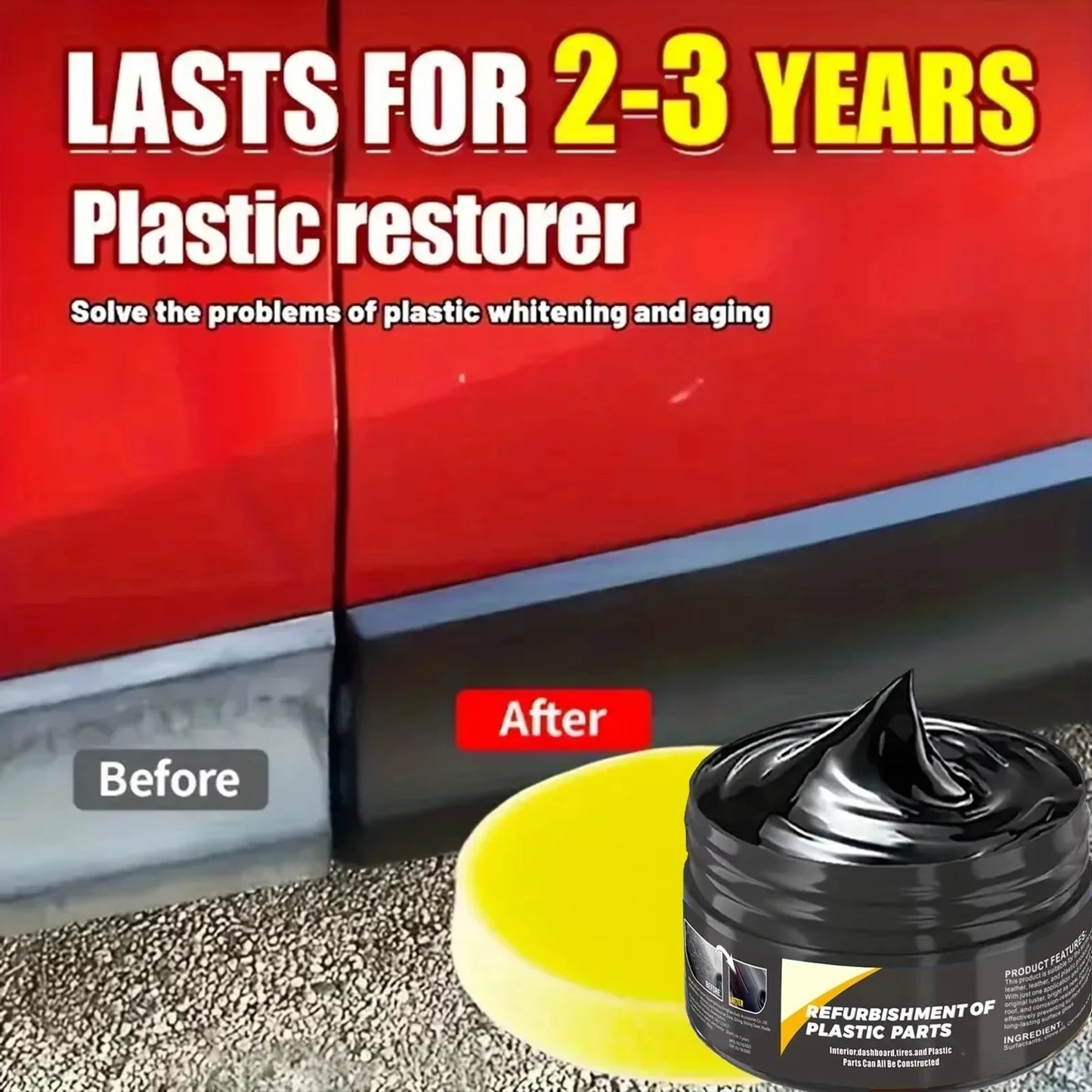 All-in-1 Car Interior Scratch Repair Paste - Plastic Leather Scratch Fix, Polishing & Anti-Aging for Tires Seats Steering Wheel