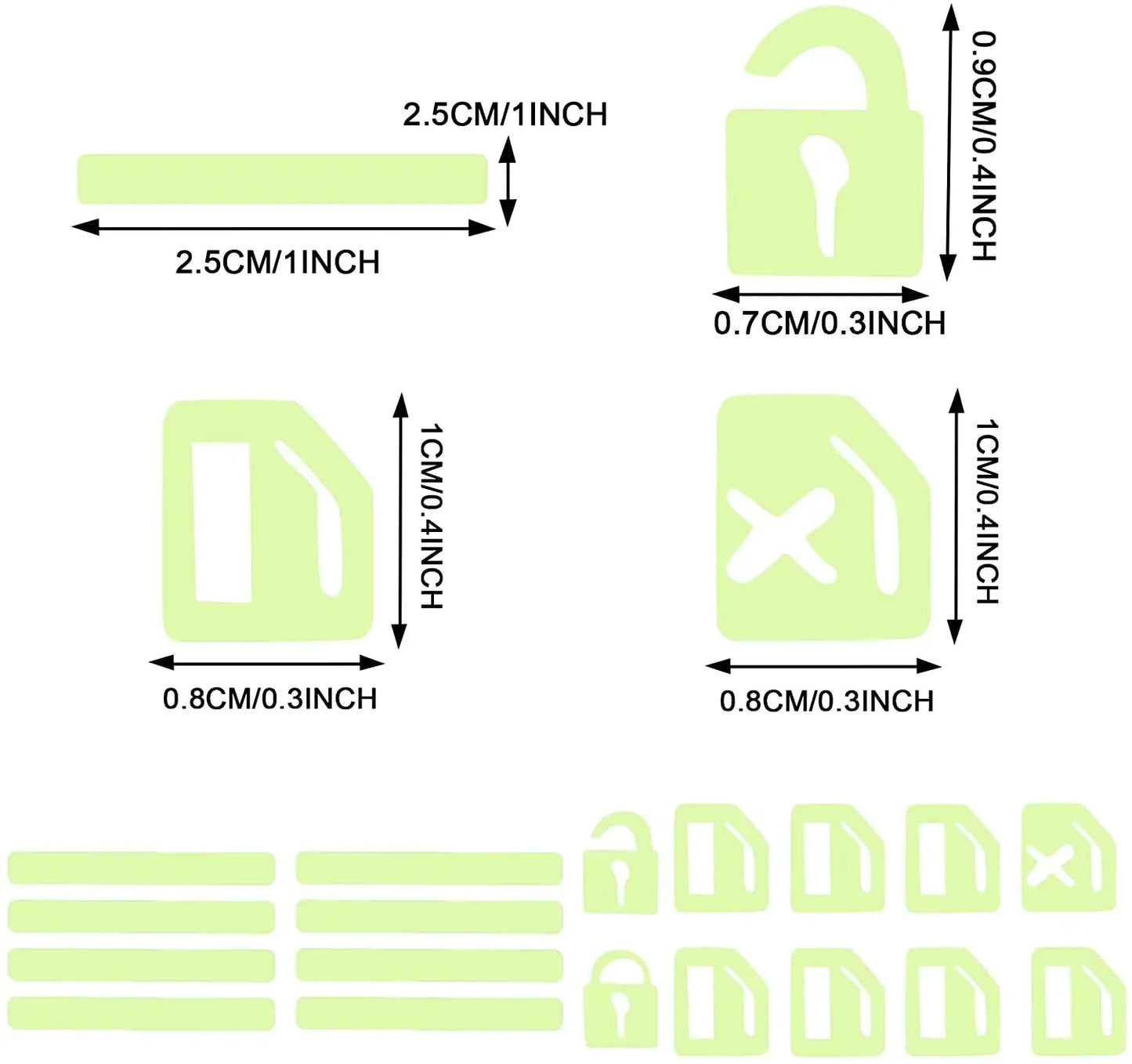 18Pcs/set Luminous Car Window Button Sticker Car Door Window Lift Button Stickers Night Fluorescent Decals Car Interior Sticker