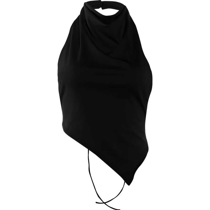 Sisterlinda Backless Tank Top Women Sexy Trend Halter Bandages Sleeveless Irregular Hem Classic Fashion Hottie Street Party Vest