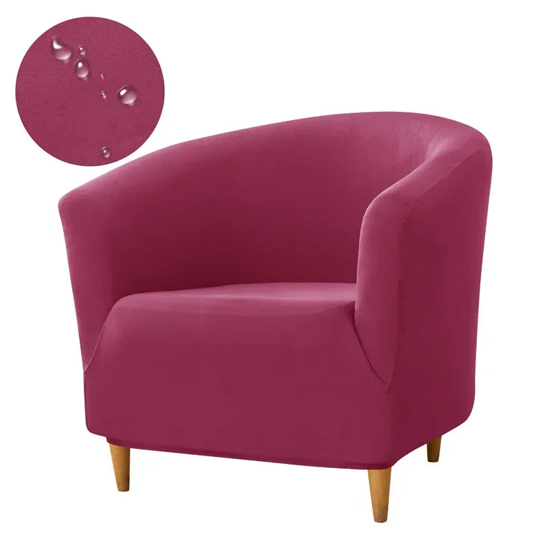 1PC Stretch Club Chair Cover Water Repellent Solid Color Arc Sofa Covers Single Removable Seat Slipcover Hotel Bar Counter Decor