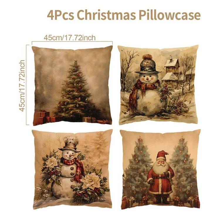 4pcs Merry Christmas Cushion Cover Home Decorations 2026 Christmas Ornament Pillow Case Xmas Navidad Gifts New Year Gifts 2026