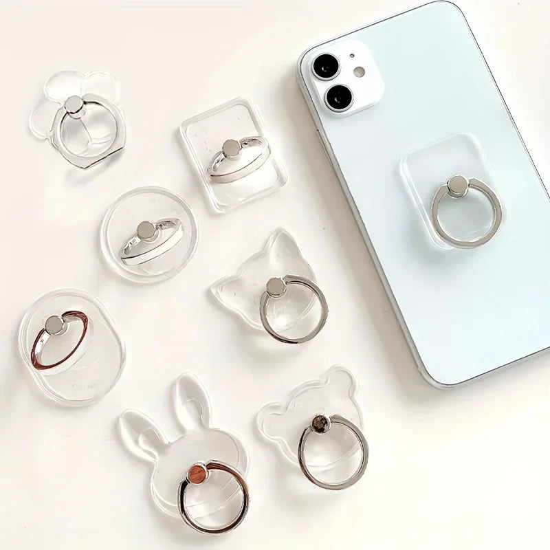 Transparent Cute Cat Phone Ring Holder – Foldable 360° Rotating Stand | Universal Smartphone Accessory