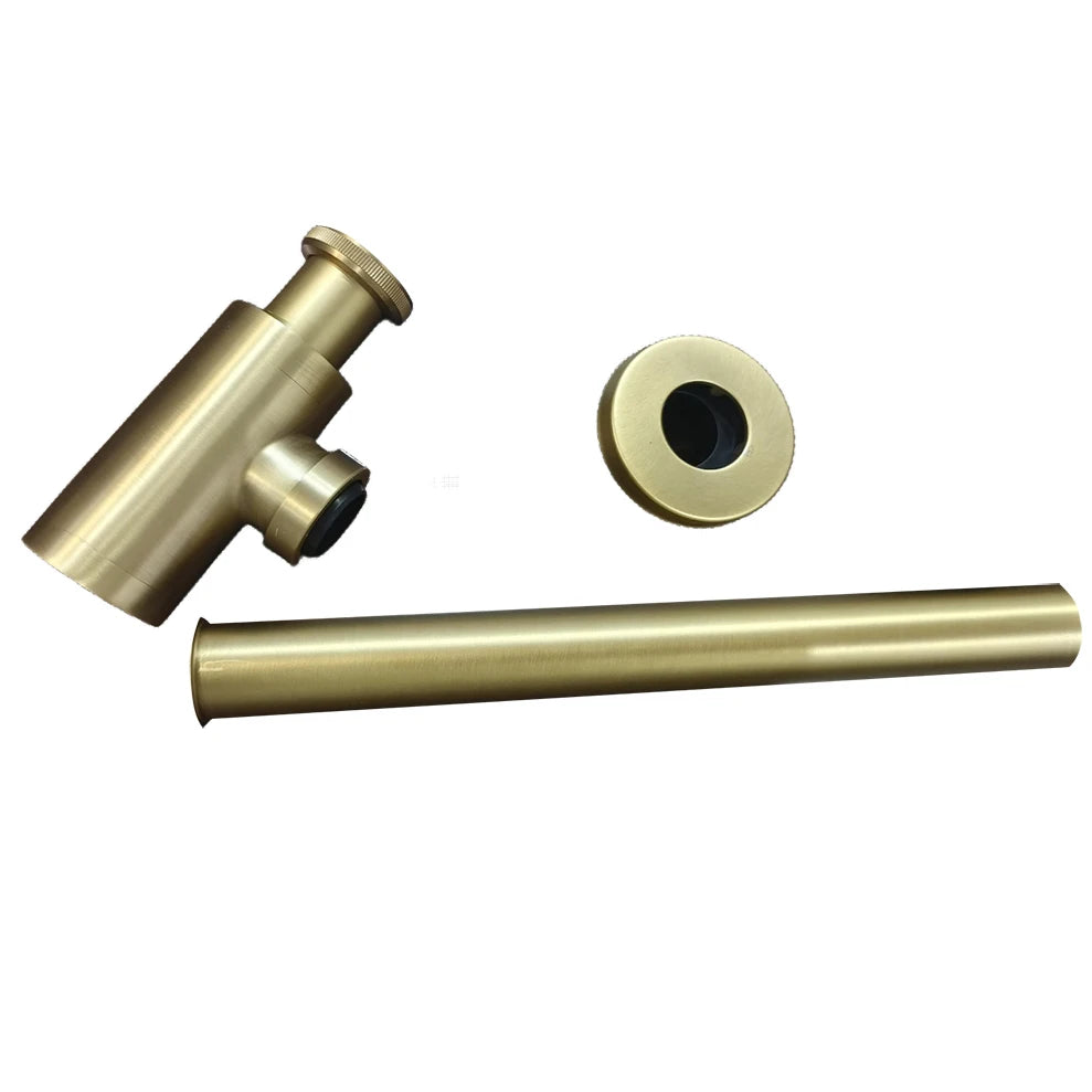 Wash Basin Bottle Plumbing P-Trap Bathroom Sink Siphon Drain Sewer Pipe Kit Luxury Matt Black High Quality Brass Body
