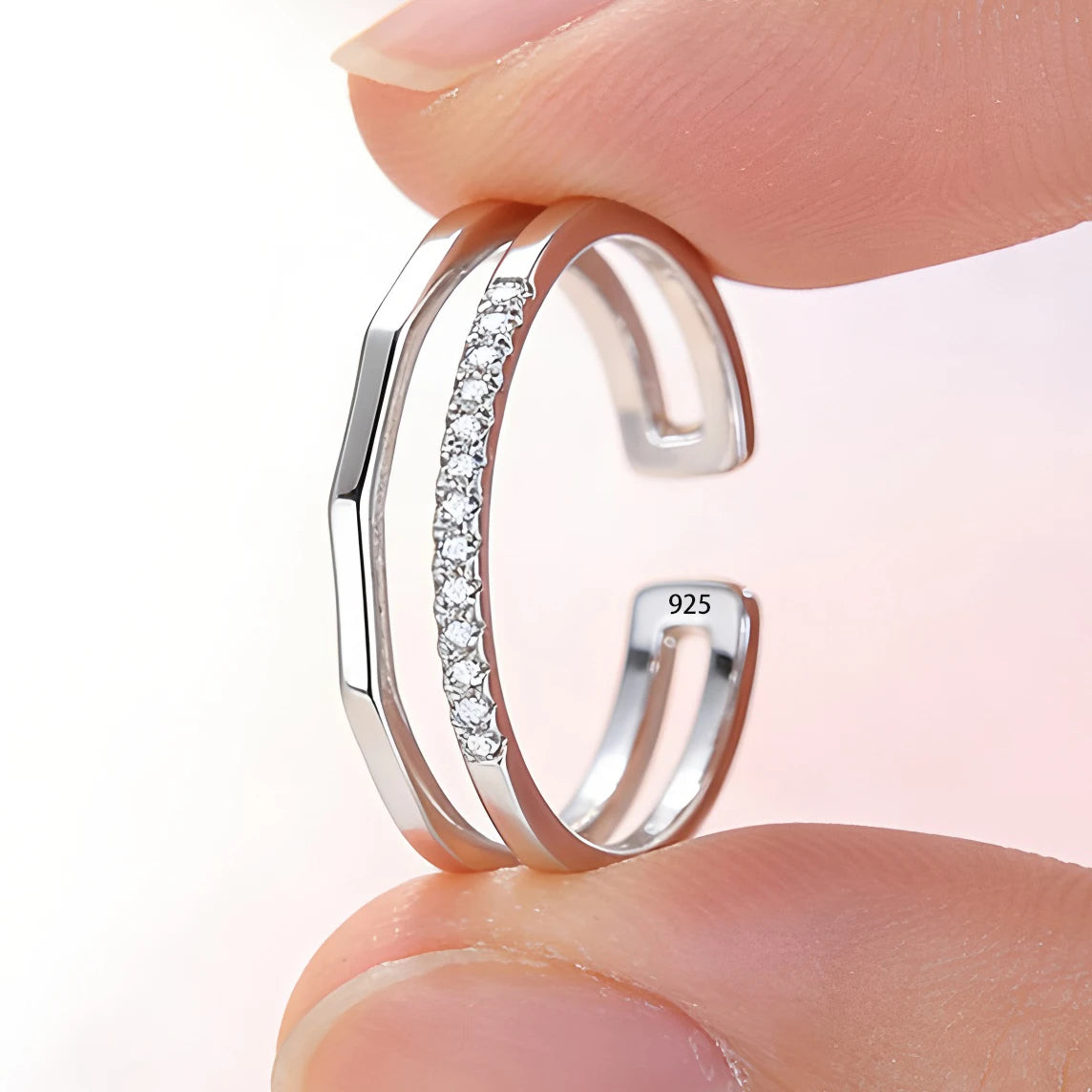 VENTFILLE 925 Sterling Silver Flower Lace Ring Korean Fashion Opening Inlaid CZ Adjustable Rings Valentine's Day Gift