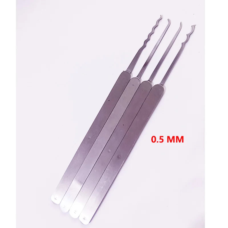 High Quality 4 PCS Hooks Stainless Steel Polished Repair Practice Tool 0.5MM 0.6MM Thickness With 6PCS Tension Locksmith Tools