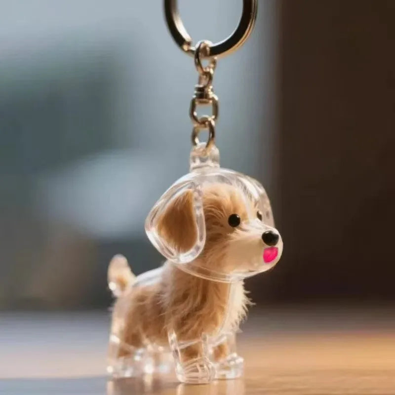 Lovely Dog Hair Storage Keychain Pendant for Bags, Couples Car Keys, Unique Jewelry Souvenir Gift Decoration Accessories Set