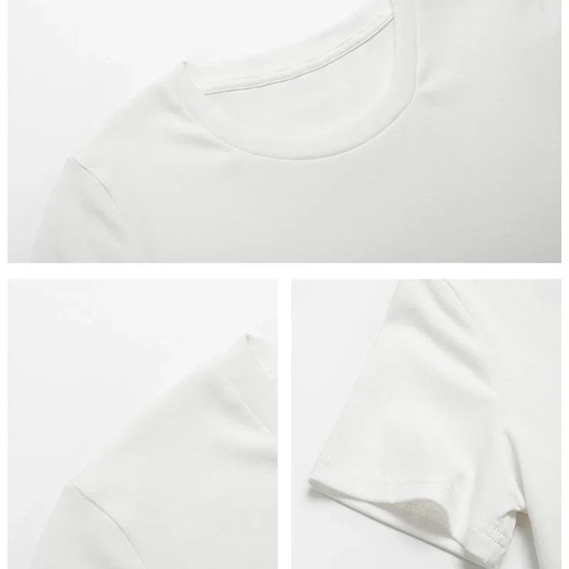 DIY Customize Your Text Couple Summer Casual Short Sleeve O Neck Cropped Navel Women Crop Tops Soft Bodycon Fashion Tees Blouse