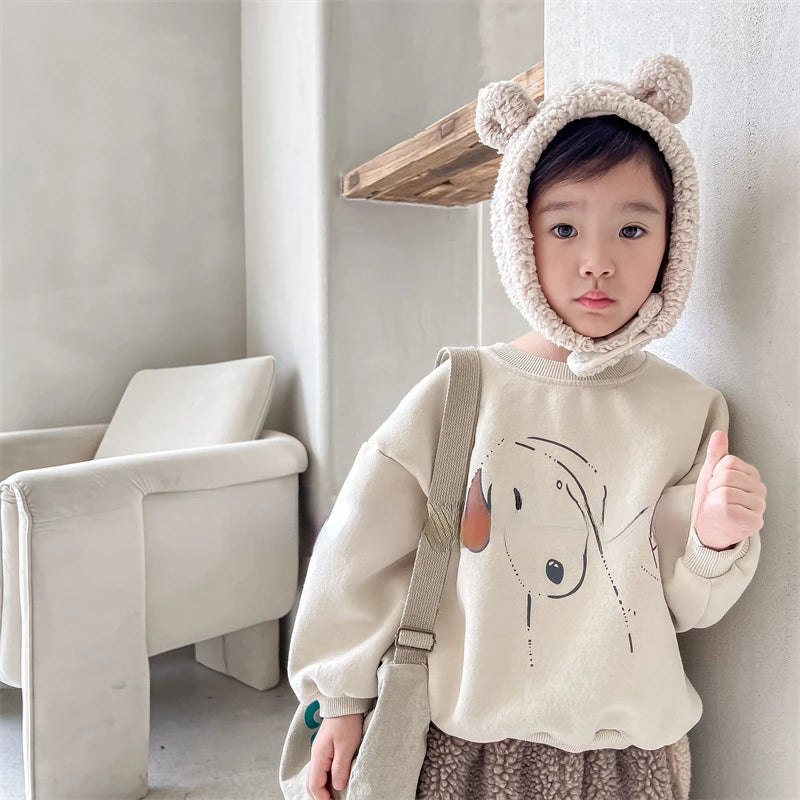 Kids Cartoon Dog Fleece Sweatshirt - Warm Pullover Top, 1-6 Years - photo 2