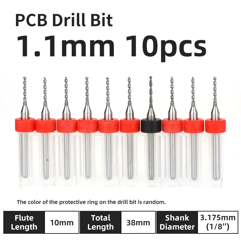TOOLEYE 10pcs PCB Drill Bit Set Micro Drills Printed Circuit Board 1/8" Shank Mini CNC Drill Bits 0.1-3.175mm Drilling Tools