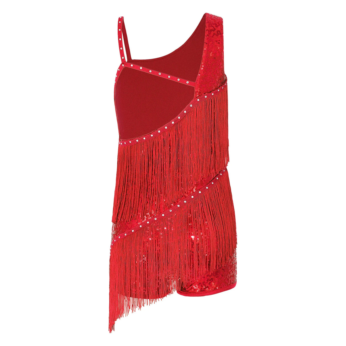 Girls sequin tassel Latin dress with shorts