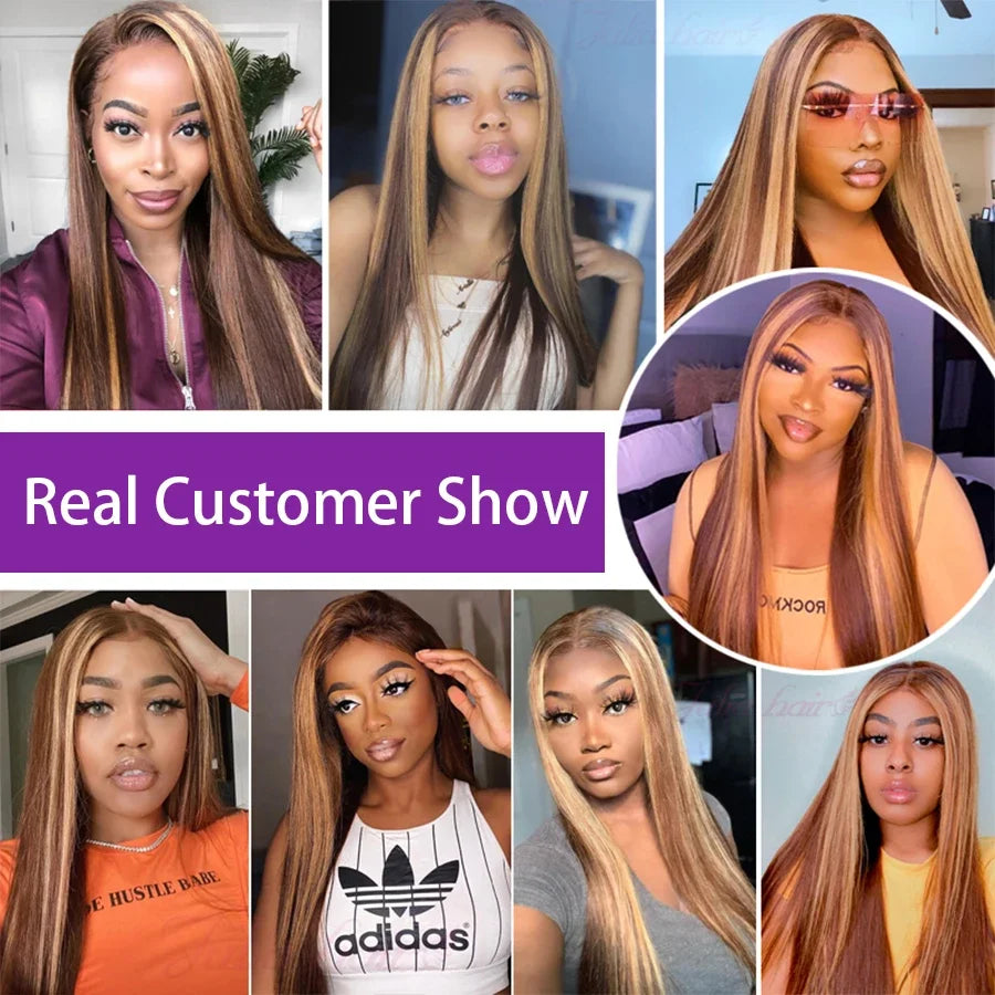 Highlight Wig Human Hair 13x4 Honey Blonde Lace Front Wigs Brazilian Straight 13x6 Hd Lace Frontal Wig Glueless Wigs Pre Plucked