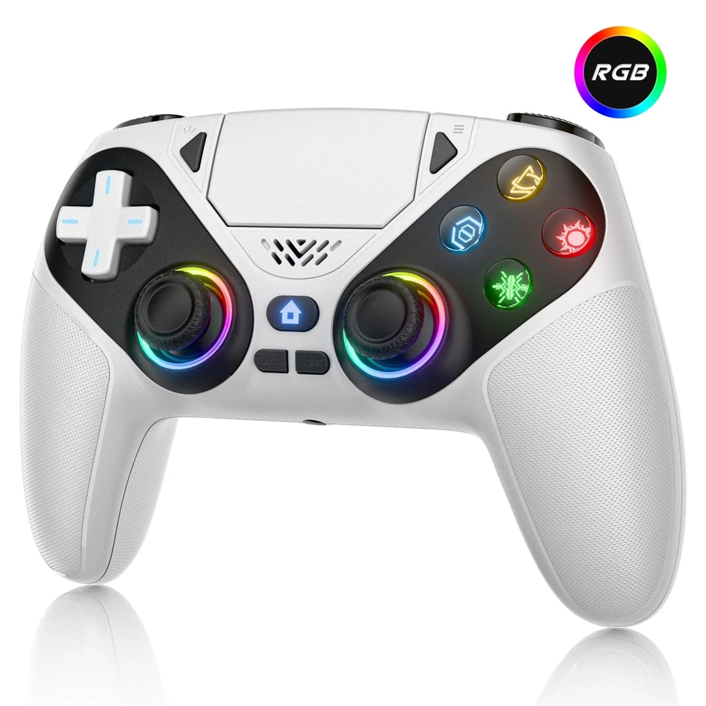Controller For Playstation 5/PS5 Pro/Slim/PC,6-Axis Gryo No Drift RGB Wireless Gamepads Marco/Turbo Game Joystick Remote Control